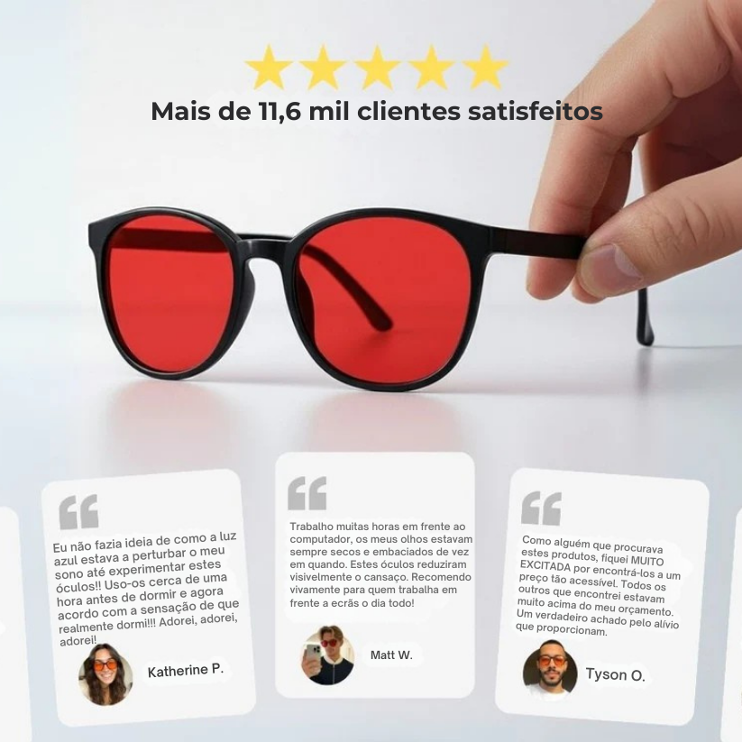 Óculos Solvia™ Unissexo com Lentes Vermelhas e Filtro de Luz Azul